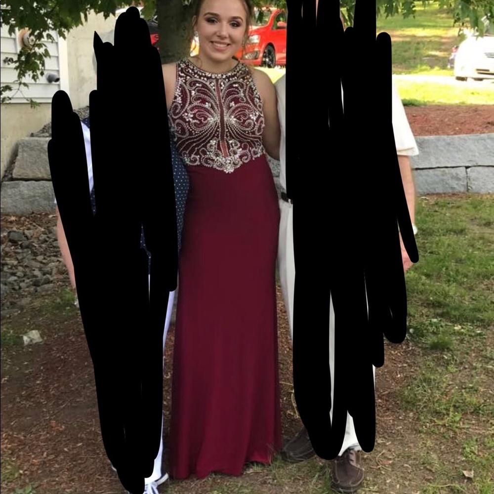 Maroon Prom Dress with Sequins